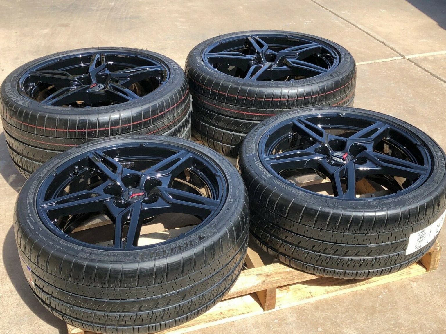 GM C8 Open Spoke Black Corvette Wheel & Michelin Tire Package ...
